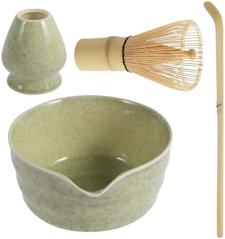 7-Piece Matcha Whisk Set | Ceramic Bowl, Bamboo Whisk, Scoop, Sifter & More - Complete Japanese Tea Kit