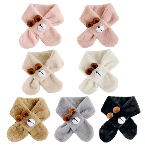 Bear Scarf For 3-10Y Kids Cartoon Plush Neck Scarf Winter Warm Neckwrap Boys Girls Unisex Neck Wear Scarf3