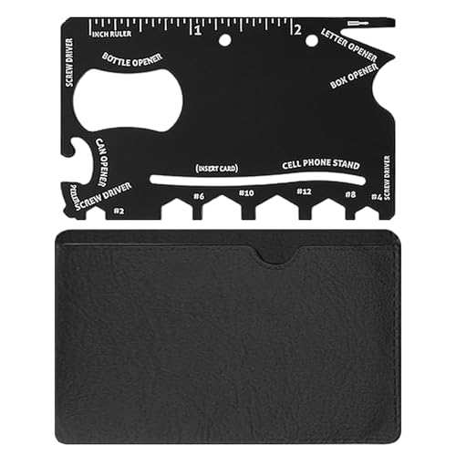 Multiherramienta De 1 Pieza, Herramienta Para Tarjetas De Acero Inoxidable Con Estuche De Cuero, Mini Llave, Multiherramienta Para Exteriores, Herramienta De Bolsillo Multiusos
