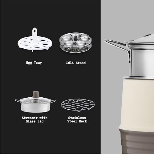 Image of Nutripro Multipurpose Cook Kettle With 1.5L Stainless Steel Inner Pot, Steel (Cream & Brown, 600W)