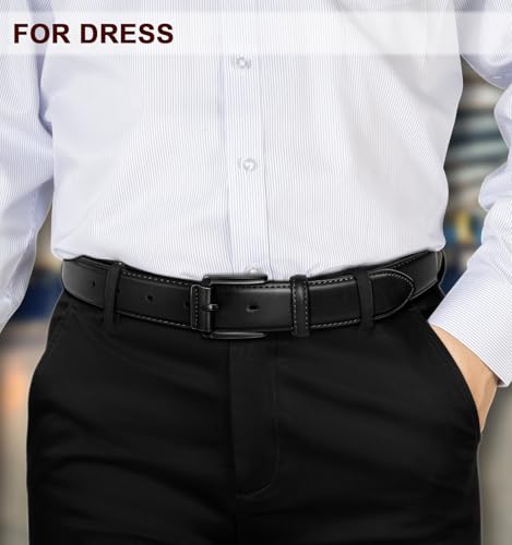 KEMISANT Men Belt 2Pack – Genuine Leather Belt for Men Dress Casual Golf Jeans 1 3/8"4