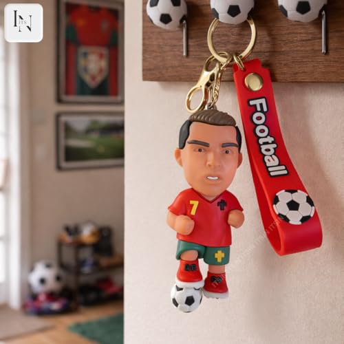Image of Football jersey Keychain | Ronaldo key chains | messi Keychain | 3D Cute silicone key chain for bike men | soccer Keyring gifts for boys | anime key holder for bag