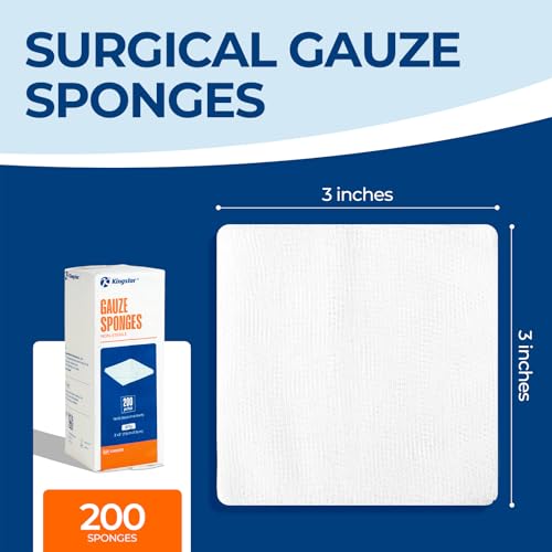 Image of 200 Pack 3x3 Inch Gauze Sponges 8-Ply, 100% Cotton Soft Woven Gauze Pads for Wound Care, Highly Absorbent Bulk Hospital-Grade First Aid & Surgical Dressing