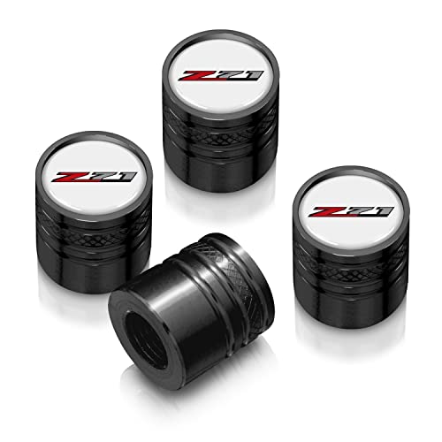 iPick Image for Chevrolet Z71 Logo in White on Black Cylinder-Style Premium Aluminum Tire Valve Stem Caps - Official Licensed