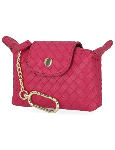 Mundi Mini Donna RFID Wallet Coin Purse Mini Pouch Charm with Key Chain, Bright Pink