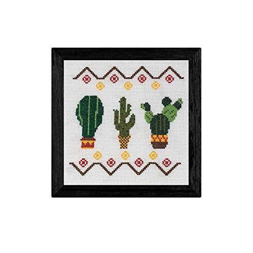 Kruissteekset, cactus, 14-karaats Aida-stof. 25 cm x 25 cm | borduurgaren | kruissteekbord | Ideaal voor beginners | van Delicatela