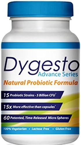 Dygesto: #1 Recommended Best Probiotic Supplement: 60 Once Daily Time Release Pearls, 15x More Effective than Capsules with Patented Delivery Technology, Easy to Swallow, Promotes Digestive Health.