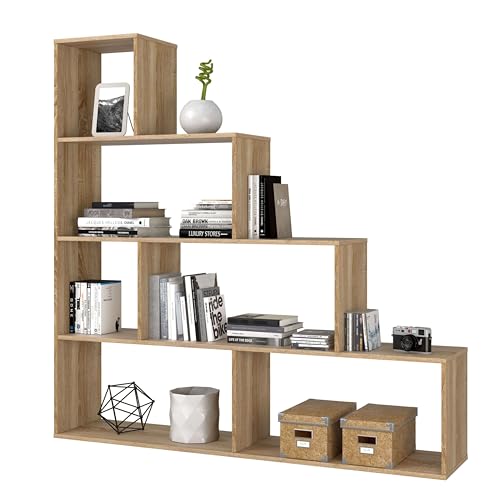 Habitdesign Estantería Decorativa, Librería Salon, Modelo Klum, Acabado en Roble Canadian, Medidas: 145 cm (Alto) x 145 cm (Ancho) x 29 cm (Fondo)