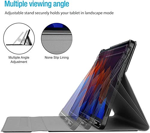 Image of Shockproof Folio Flip Cover Magnetic Lock PU Leather Case Smart Shell Stand Flip Cover for Samsung Galaxy Tab A 10.5 (2018) SM-T590, SM-T595 - Black