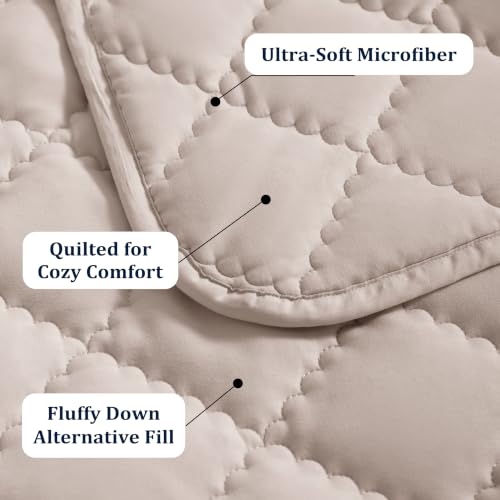 Image of BEDSUM Toddler Quilt 43x60, Microfiber Kids Quilt Toddler Bed, Taupe | Lightweight Soft Comfort for Toddler Beds, Daycare, Preschool Naps, Boys Girls, Machine Washable All Season Toddler Comforter