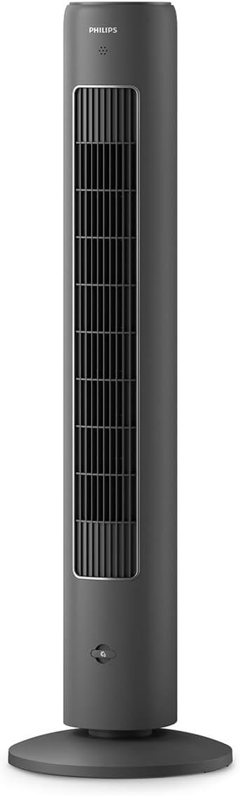 Philips Oscillating Tower Fan 5000 Series, 105 cm slim design, Remote control, Timer, 3 Speeds, 3 Modes, 40W, Powerful Yet Quiet Airflow, Suitable For Aromatherapy, Dark Grey (CX5535/11) - Amazon product rated Grade A