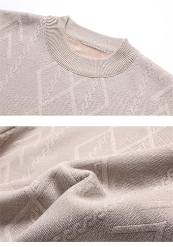 Winter Men's Thick Warm Knitted Sweater Round Neck Solid Color Casual Pullover Sweater 5