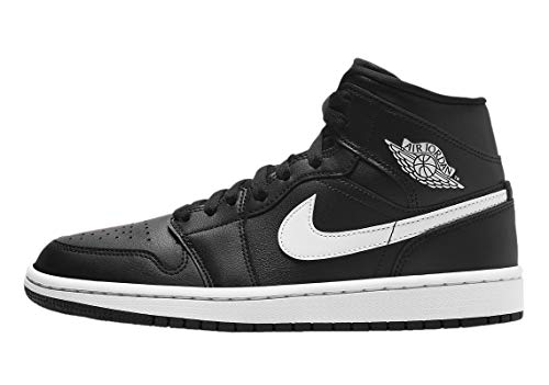 Nike WMNS AIR Jordan 1 Mid, Chaussure de Basketball Femme, Black White, 43 EU