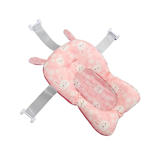 Image of Baby Bath Seat for Infants - Non-Slip, Soft, Quick-Dry, Lightweight Bath Cushion for Sitting and Lying Down, Newborn Safe (Rose)