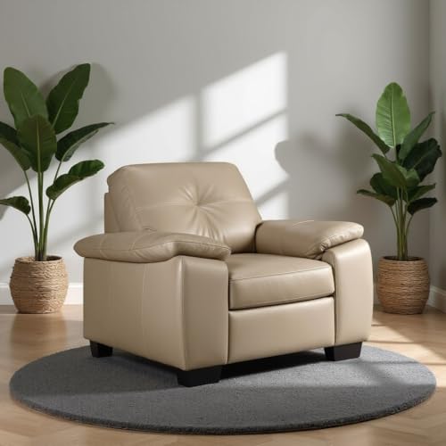 Image of Torque Antos Leatherette Sofa Set 1 Seater-Beige | Single Person Sofa Couch with Cushioned Seating | 1 Seater Sofa for Home Office Furniture Festival Gifts