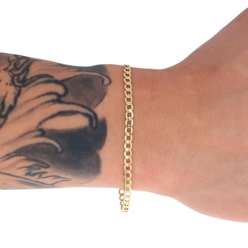 Nuragold 14k Real Yellow Gold Cuban Curb Link 3.5mm Chain Bracelet (7"-9") Italian Jewelry for Men & Women2