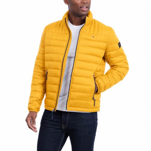 Image of Tommy Hilfiger Mens Embroidered Logo Puffer Jacket