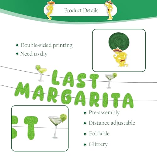 Image of Margs & Matrimony Bachelorette Decorations - 11PCS Margarita Party Decoration Last Margarita as A Senorita Banner Hanging Swirls Decor Bridal Shower Wedding Party Supplies