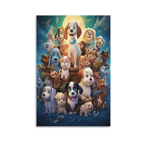 Peinture sur toile décoration murale chiots grand format