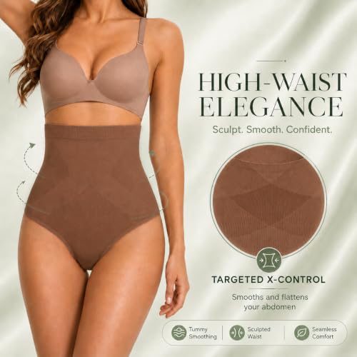 Image of DREAM SLIM Women's High-Waist Seamless Body Shaper Briefs Firm Control Tummy Thong Shapewear Panties Girdle Underwear