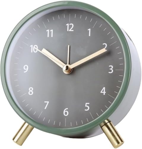 目覚まし時計 4.5インチ ベッドサイド アナログ目覚まし時計 寝室 ラウンドクロック バックライト付き (グリーン)