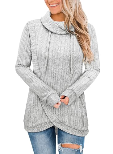 Image of Bulotus Tunic Sweaters for Women 2025 Turtleneck Sweater Pullover Lightweight Warm Tunic Tops for Leggings Loose Fit