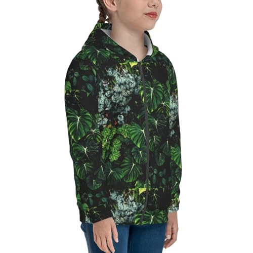 Lush Foliage Green Plant Kids Pullover Hoodies Boys Zip Up Sweatshirts Girls Athletic Clothes with Pocket4