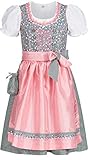 Nübler Dirndl Mädchen - 3 teiliges Set Dirndl Kleid mit Trachtenbluse und Schürze im traditionellen Stil - Moderne bayrische Tracht, Nicky Blau Blau Gr. 140