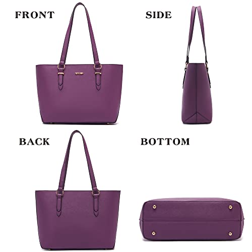Purses And Wallets Set For Women Tote Satchel Handbags Shoulder Bag Top Handle Totes Purse With Matching Wallet Purple