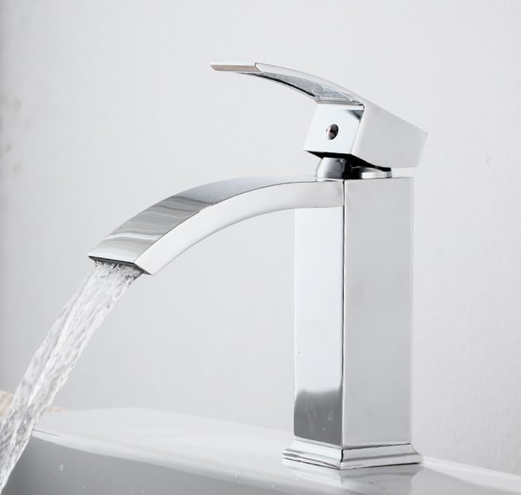 Robinet eau chaude froide cascade noir pour lavabo comptoir