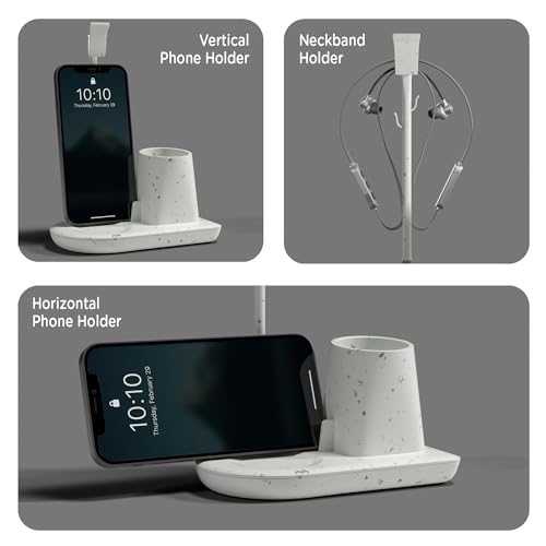 eo Pen Stand for Study Table with Self-Watering Plant Pot, Glasses & Smartphone Holder – Desk Organizer & Pencil Holder for Office, Home, Kids, Students, Study Room Desk Station White