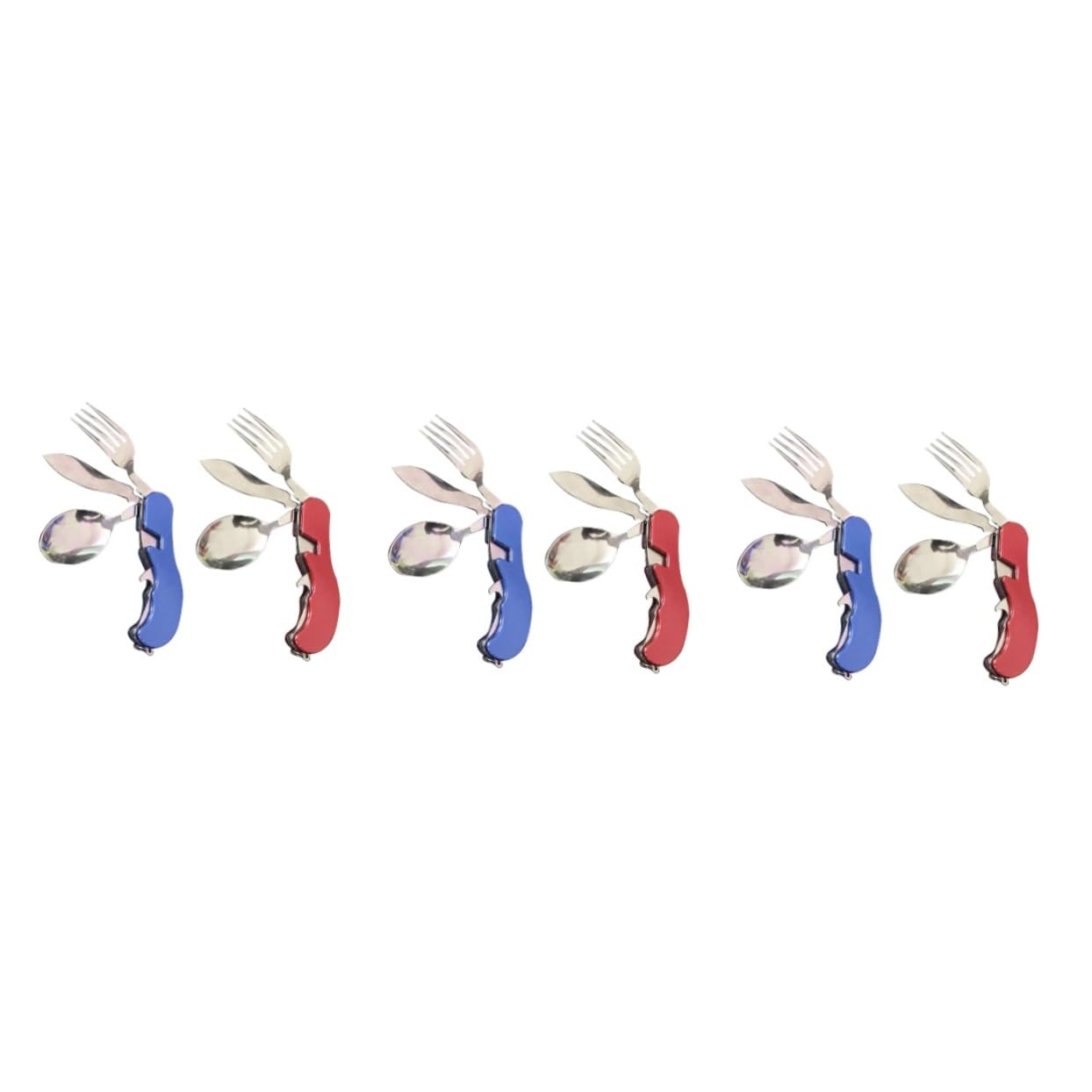 BESPORTBLE 3 Juegos Cuchara de Picnic Utensilios para Servir de Acero Inoxidable Cubiertos Viaje abrebotellas Tenedor Cuchara Palillos vajilla Plegable portátil cámping Suite