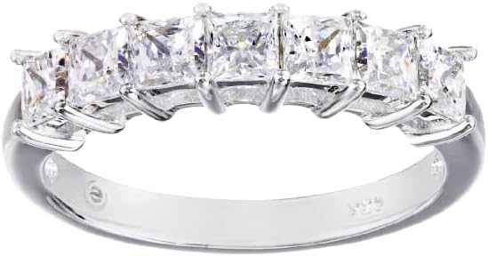 Amazon Essentials Platinum-Plated Sterling Silver Infinite Elements Princess Cut Cubic Zirconia Ring (1 cttw, 2 cttw, or 3 cttw) - Image 4
