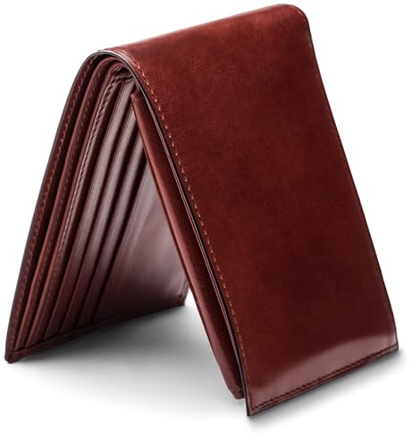 Bosca Men's Italian Leather Bifold Wallet with Removable ID Passcase, RFID Blocking, 8 Card Slots, and Divided Currency Well - Made in Italy, Dark Brown3