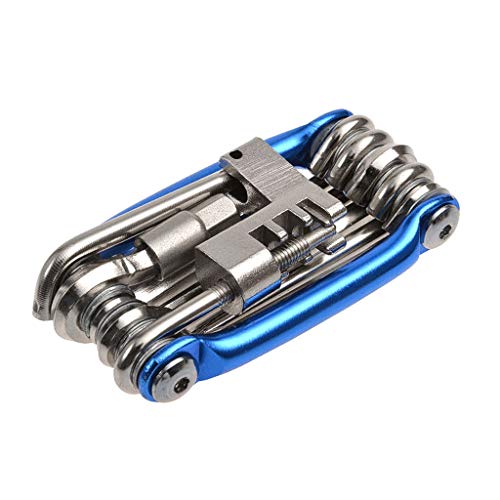 Juego de reparación de herramientas para bicicletas 11 en 1 Juego de herramientas de reparación de bicicletas Llave Destornillador Cadena Herramienta multifunción para bicicletas de acero al carbono