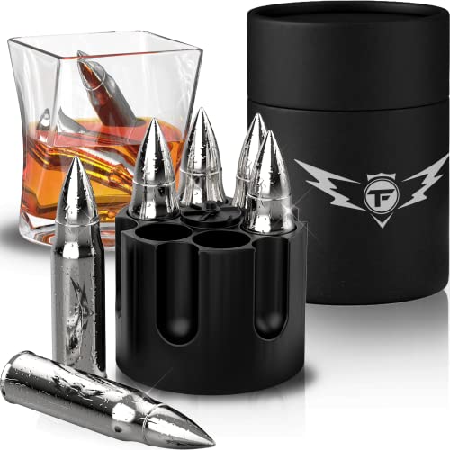 Metal Whiskey Stones - Valentines Day Gift for Him | 6 Steel Whiskey Rocks | Metal Ice Cubes to Chill Bourbon, Scotch in Your Whisky Glass - Cool Whiskey Gifts for Men, Boyfriend Valentines Day Gift