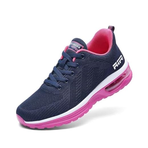 Lamincoa Womens Walking Shoes Lightweight Running Shoes Women’s Tennis Shoes Non Slip Air Shoes Breathable Mesh Air Cushion Sneakers for Gym Workout Sports Blue-Rose