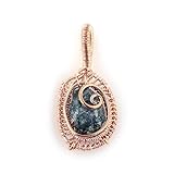 CRYSTALINES 1pcs Natural Raw Blue Iolite Gemstone Hand Wire Wrapped Pendant | Copper Wire Wraping Jewelry | Antique Handmade Jewelry | Healing Crystal | Rough Stone | Gift for Her