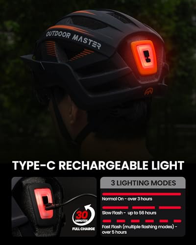 Outdoormaster Helmets For Adults - Mountain & Road Bike Helmet With Rechargeable Safety Light, Detachable Goggles And Sun Visor thumb #4