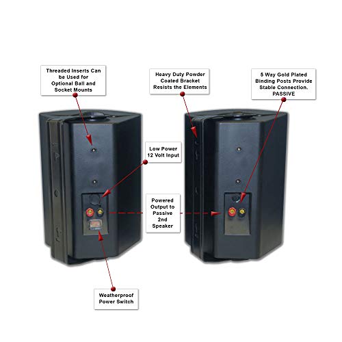 Outdoor Bluetooth Speakers, 5.25" Bluetooth Weatherproof Speakers For Deck Patio Backyard, Pair (Black) #TOP5