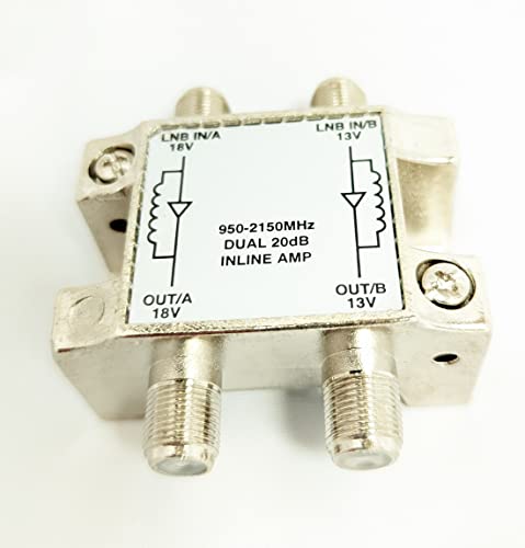 iMega - Dual Digital Satellite TV Amplifier Signal Booster for Bell, Directv, Dish Network, Shaw, Free to Air, FTA (Dual)