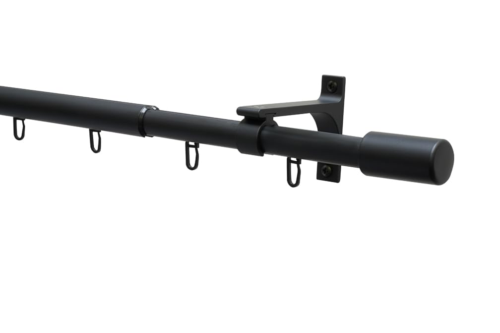 GARDINIA Gardinenstangen-Set Thasos, Teleskop-Funktion, Innenlauf, Komplettgarnitur inkl. Zubehör und Befestigungsmaterial, Länge 190-360 cm, Durchmesser 19/22 mm, Aluminium, Schwarz matt