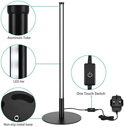 EDISHINE 16.9 in LED Table Lamp, Touch Control Table Lamps, Dimmable Bedside Lamp, 3 Color Temperature Nightstand Lamp, LED Desk Lamp for Reading, Bedroom, Living Room, Black, Christmas Gifts