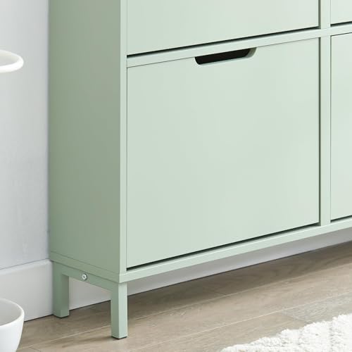 Miniatura 7 de Sobuy Zapatero Estrecho Con 4 Solapas Mueble Zapatero Entrada Recibidor, Armario Zapateros Estrecho De Madera Para Pasillo Estrecho Y Entrada, 100x19x91 Cm, Verde Fsr100-Gr