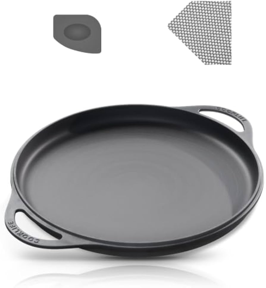 Gusseisen-Bratpfannen-Set – 30,5 Cm & 26,7 Cm, Vorgebrannt, Inkl. Silikon-Griffhaltern