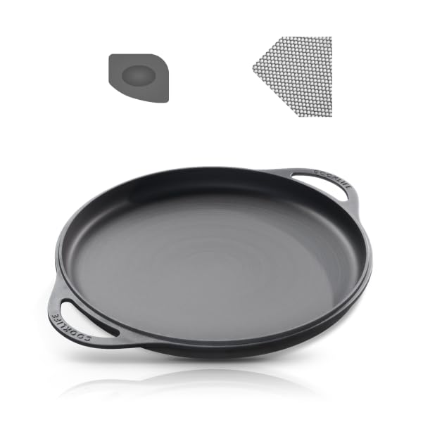 COOKLIFE 12 Inch Lightweight Pre-Seasoned Cast Iron Griddle with Cleaning Kit - Smooth Polished...