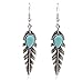 Ginasy Women's Geometry Imitation Turquoise Mosaic Leaf Shaped Drop Earrings Dangle Earrings