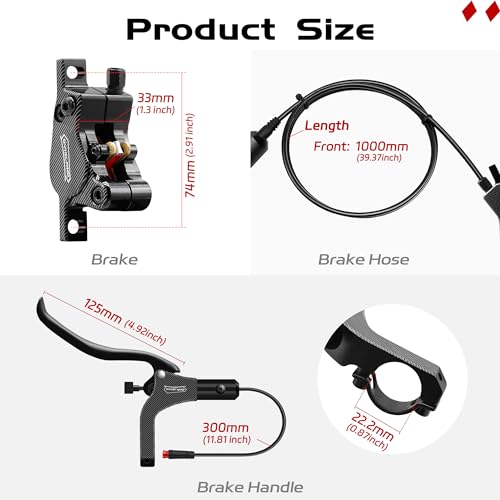 DYISLAND LD-200 2-Pistons Hydraulic Disc Brake Set for ebike,2-PIN Power-Off Electric Bike Hydraulic Brake kit，Hydraulic Brake Kits with mounting Tools and Screws (Black-Front1000mm-Single Set) by DYISLAND - Image 5
