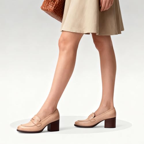 Image of SHODENSE Women Vintage Chunky Heel Loafers Pumps Platform Round Closed Toe Oxford Shoes Burnished Patent Matte Suede Slip On Dress Loafer Block Stacked Heels Office Formal Work Business 4-11 M US