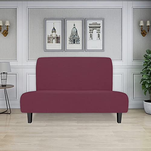 Image of Easy-Going Stretch Medium Futon Slipcover Armless Futon Cover ASH Rose